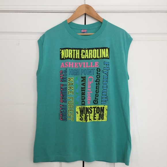 Vintage Size L, Sleeveless T-shirt, NC Cities - Picture 13 of 13